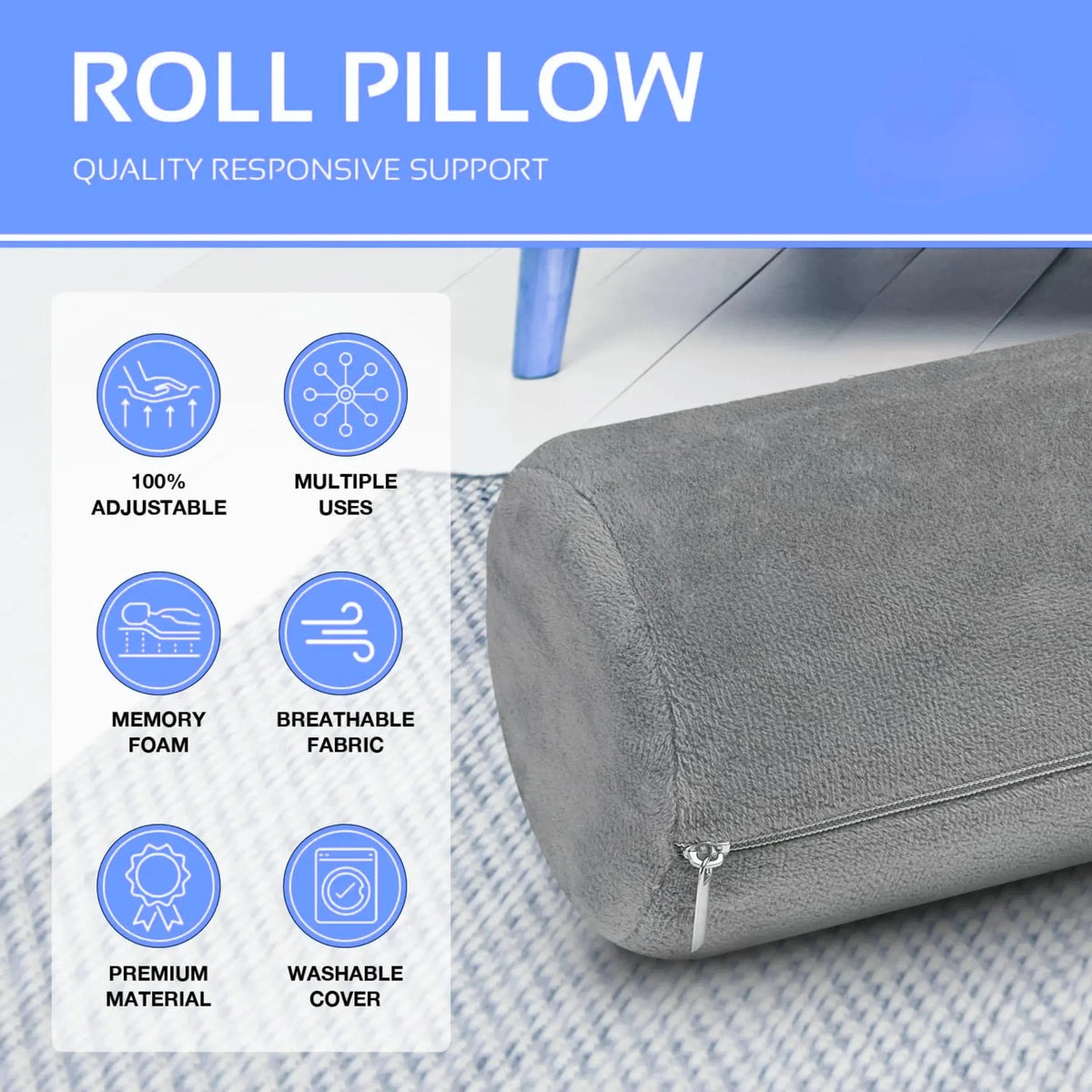 Cylindra Neck Roll Bolster Pillow Pair for Support