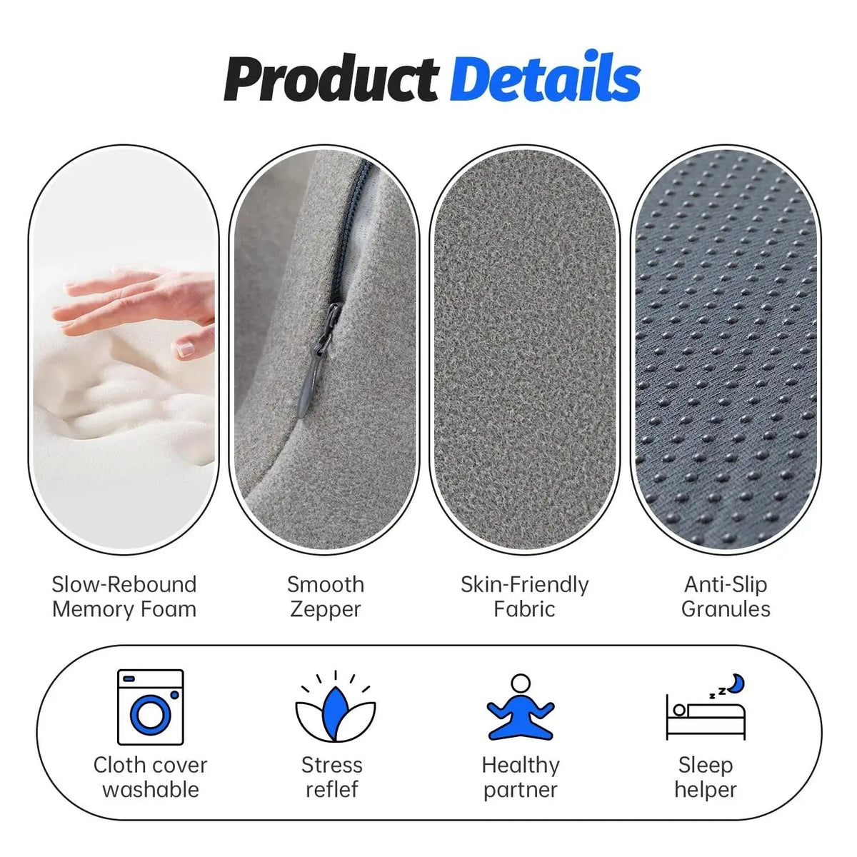 Aurora Ergonomic Memory Foam Headrest Pillow for Rest