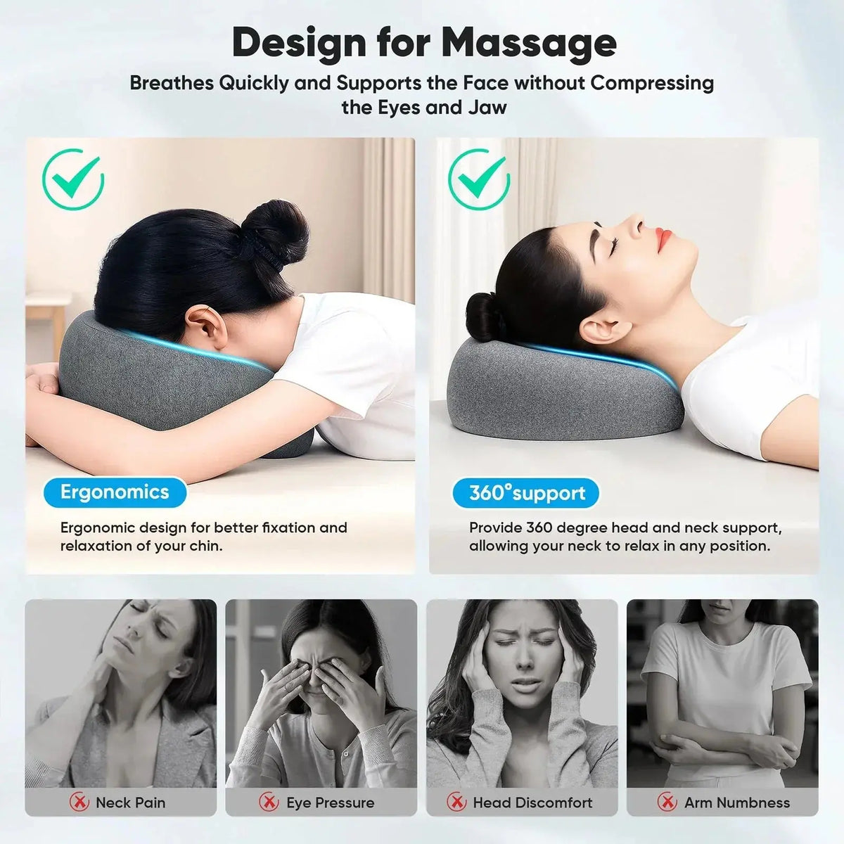 Prone Breathable Face Down Pillow for Lying Face First