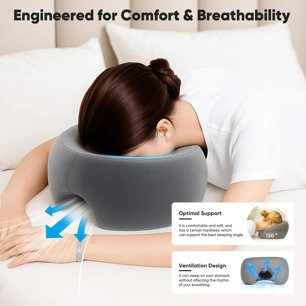 Prone Breathable Face Down Pillow for Lying Face First