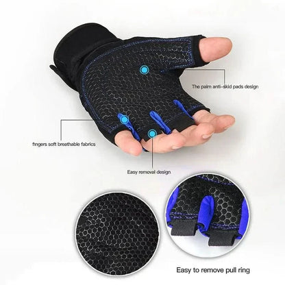 Gauntlet Padded Training Gloves for Lifting with Wrist Wrap