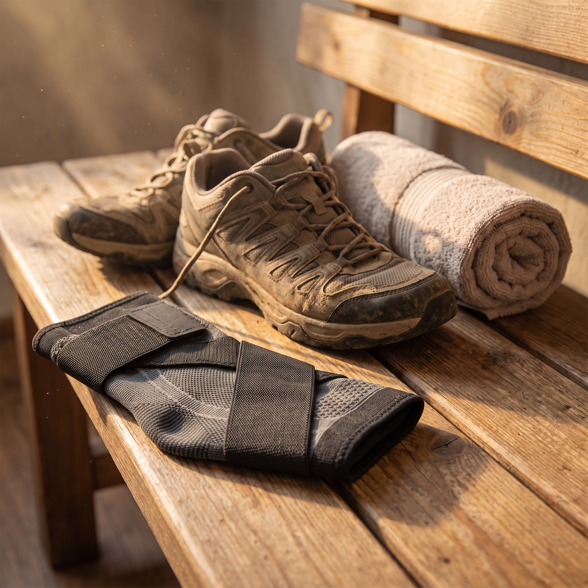 Ankle brace with running shoes