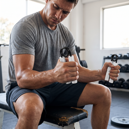 Training both forearms with a gripper in each hand