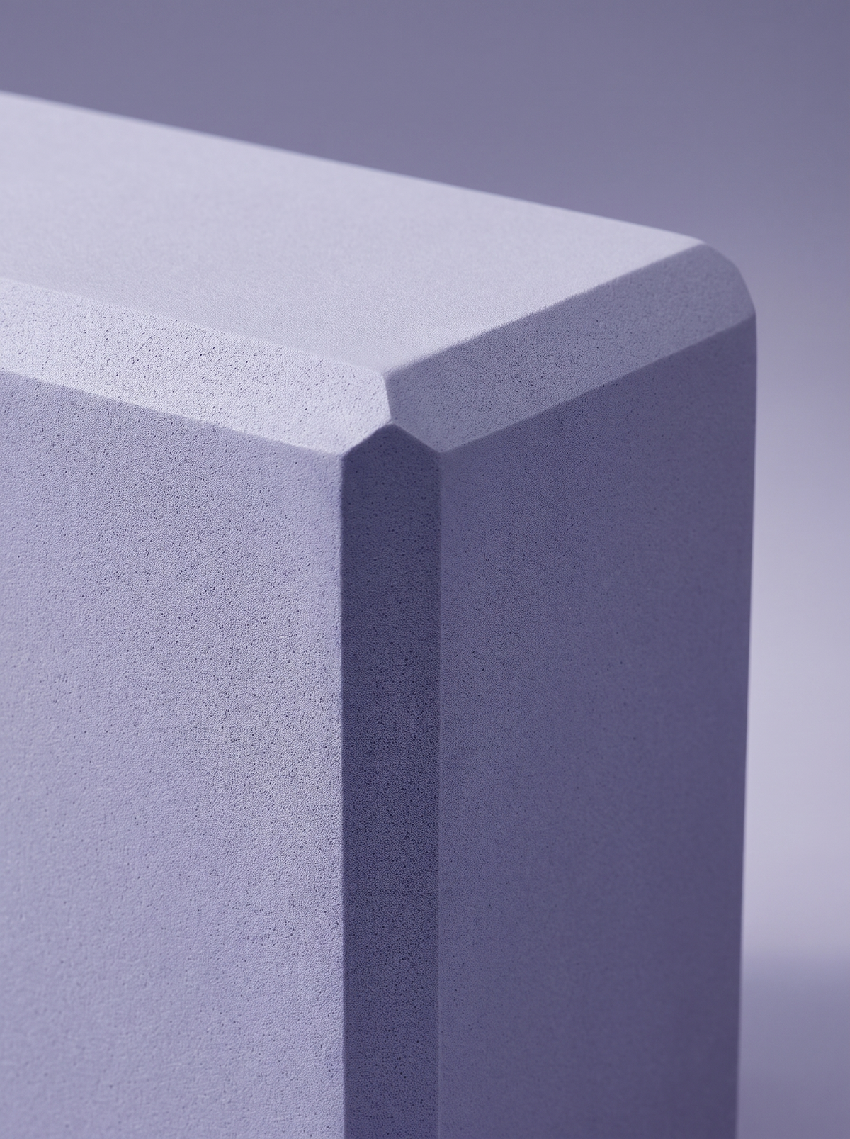 Yoga block chamfered corner and foam face close up