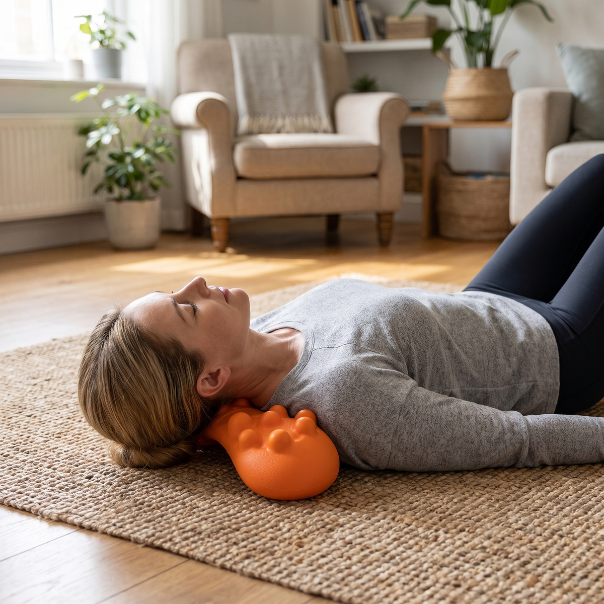 Trigger point tool under the neck and shoulders