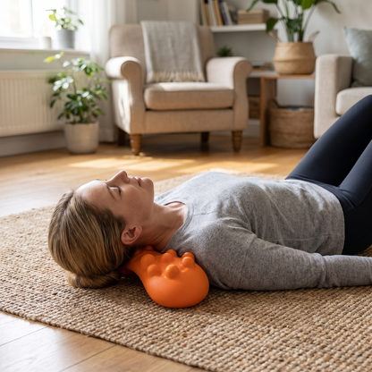Trigger point tool under the neck and shoulders