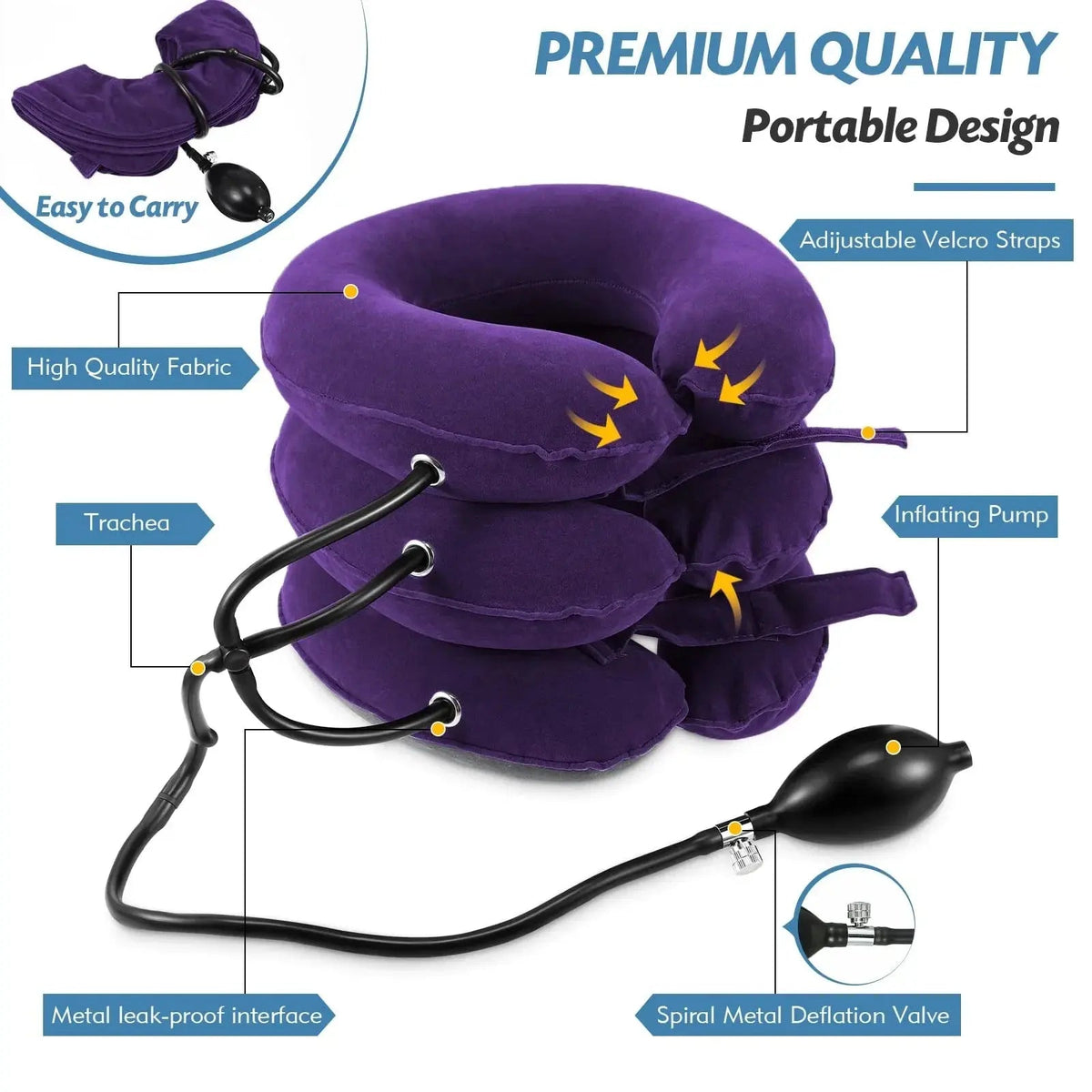 Zephyr Inflatable Neck Traction Device for Desk Relief