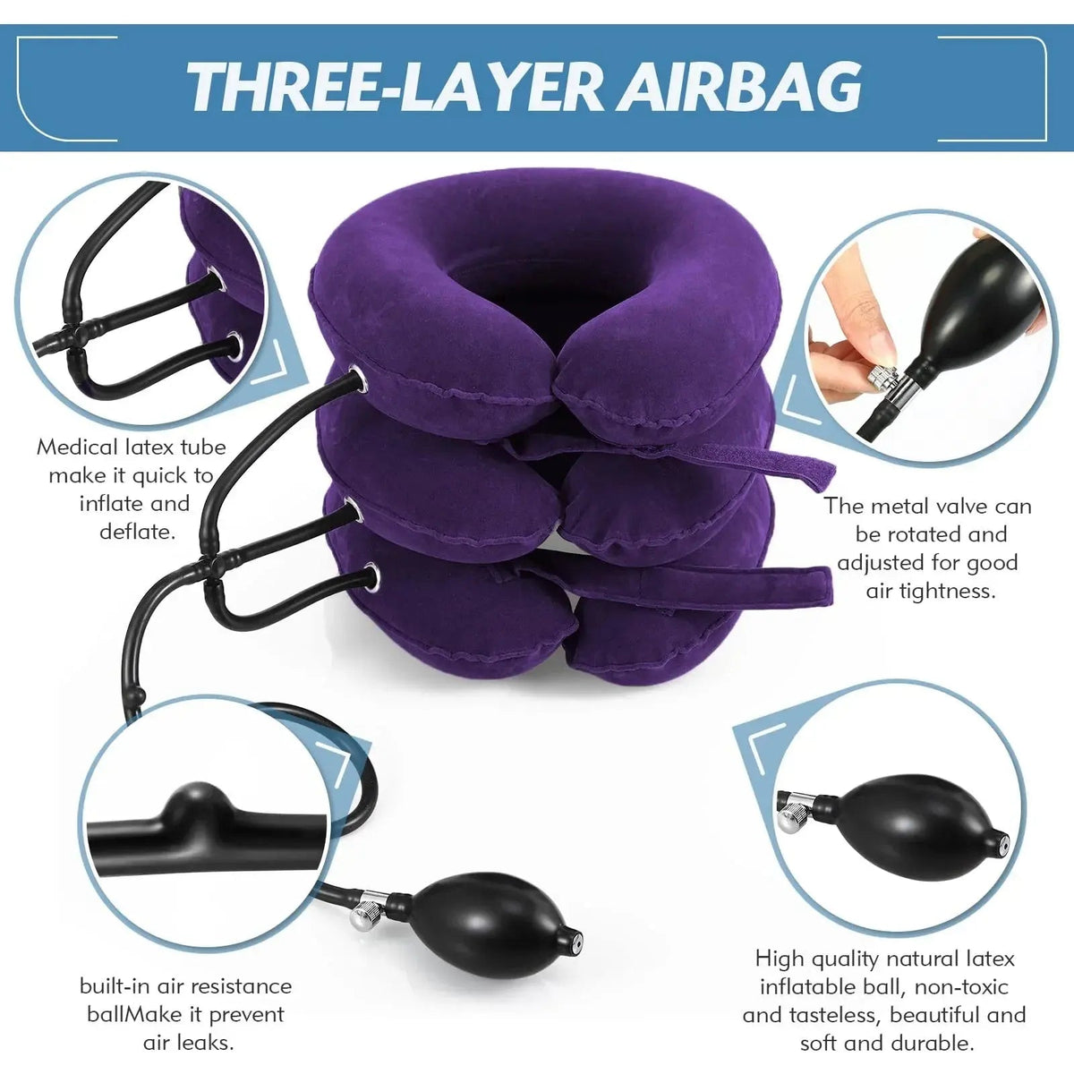 Zephyr Inflatable Neck Traction Device for Desk Relief