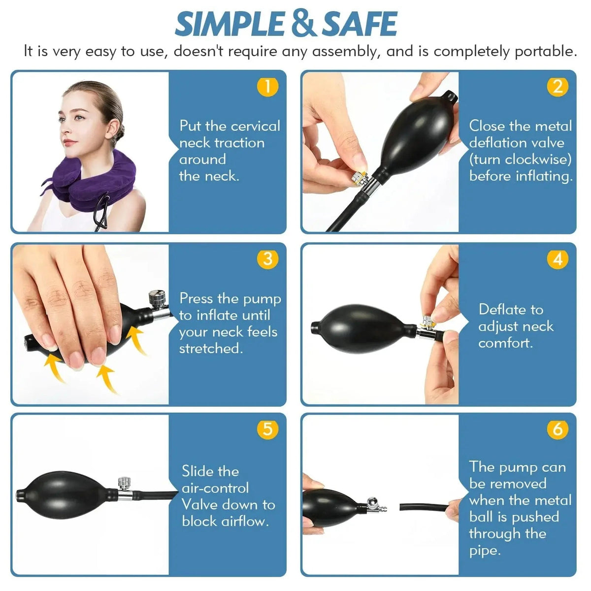 Zephyr Inflatable Neck Traction Device for Desk Relief