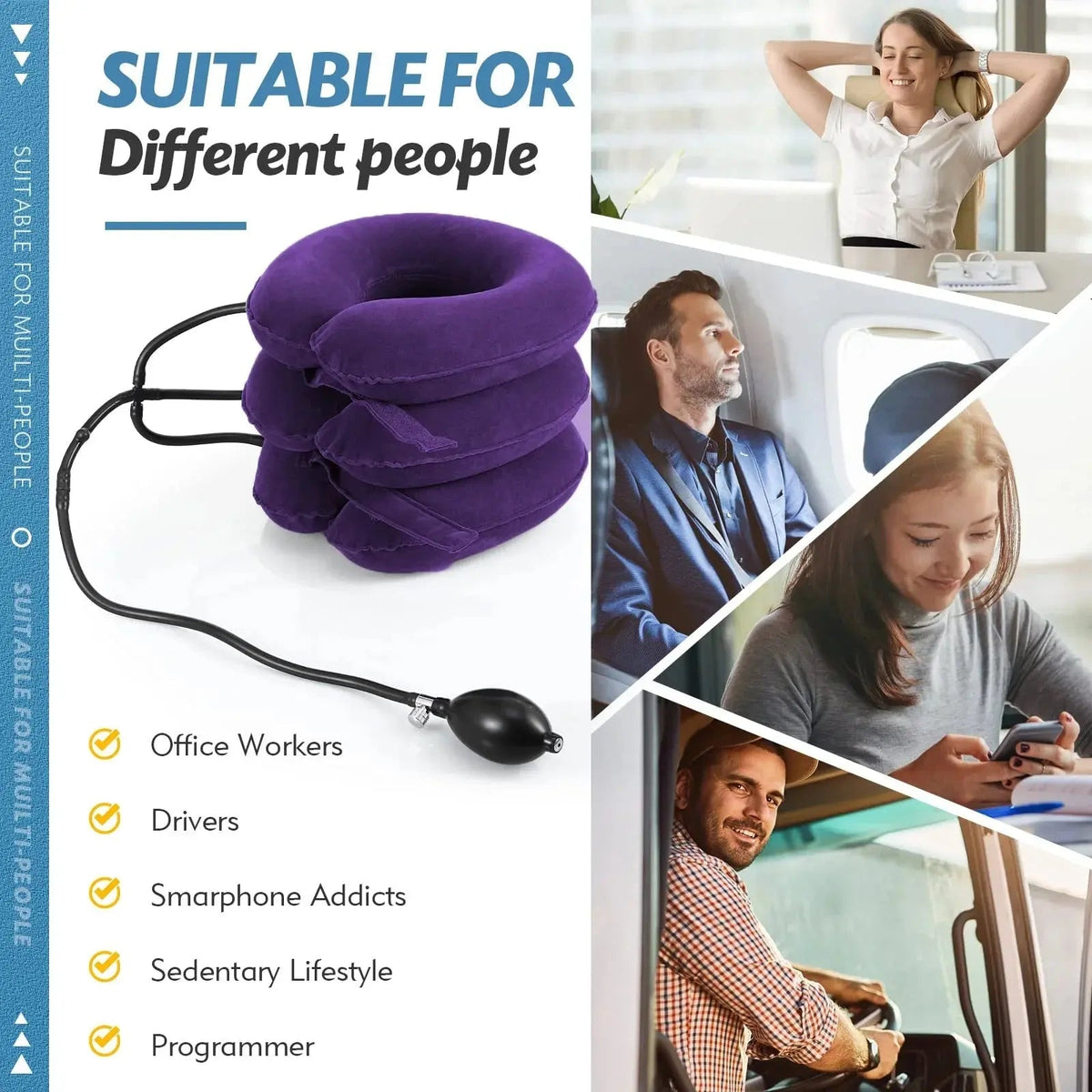 Zephyr Inflatable Neck Traction Device for Desk Relief