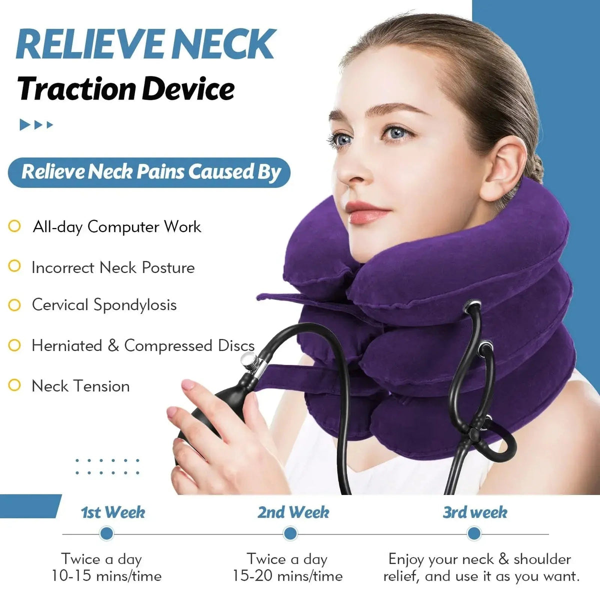 Zephyr Inflatable Neck Traction Device for Desk Relief